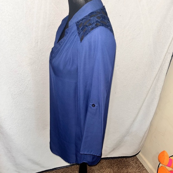 Rue21 Navy Blouse with  Crochet Lace Accents - Picture 8 of 9
